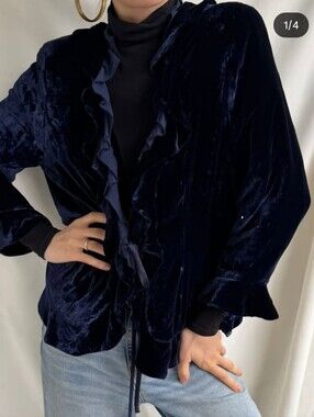 INC International Concepts Velvet Ruffle Blazer
